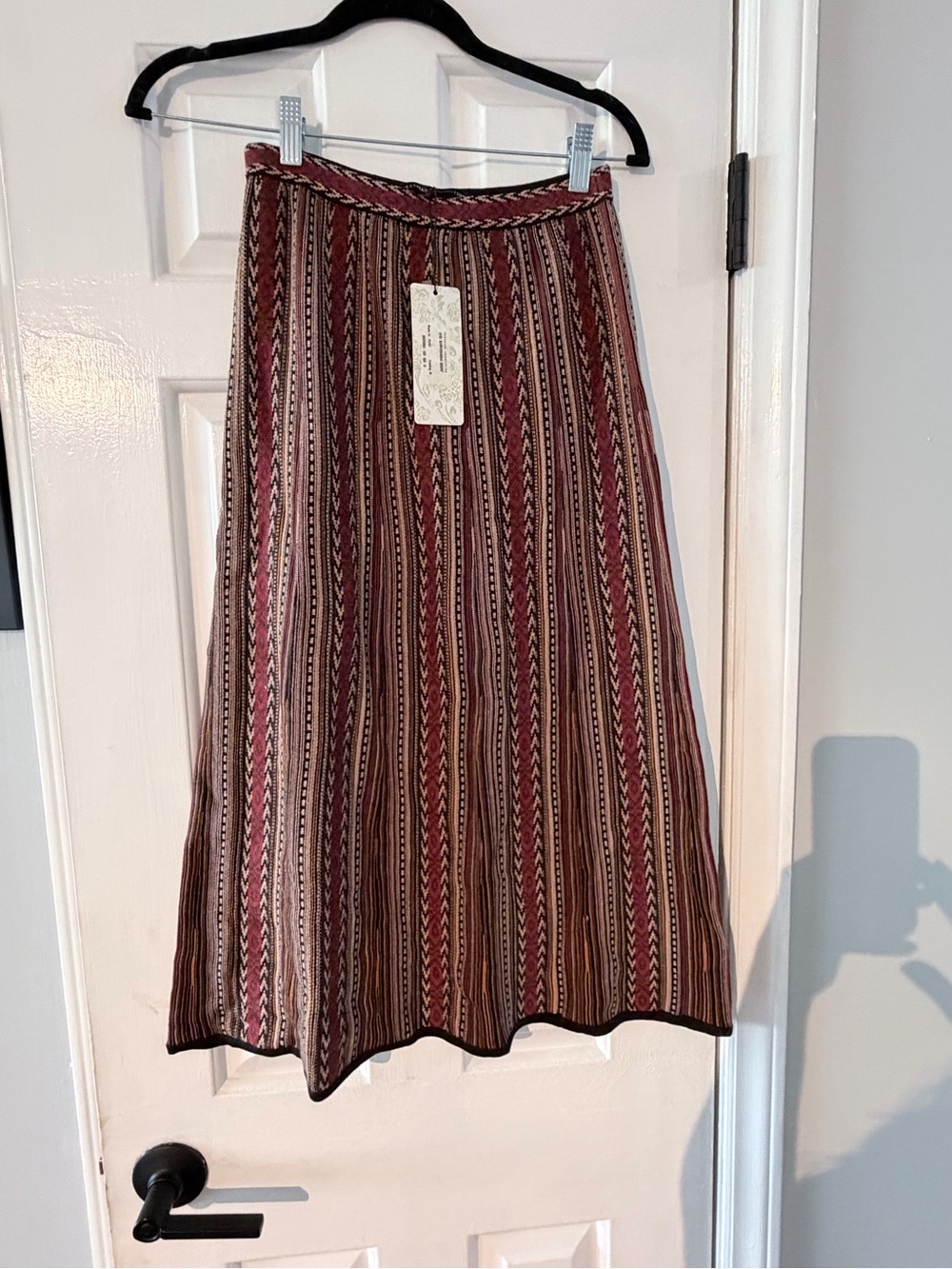 Peruvian Connection Burgundy Multi Maxi Skirt